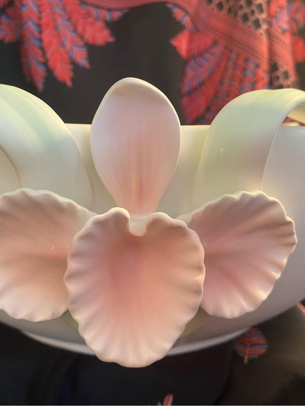 Porcelain Floral Accent Bowl - Pale Pink and Mint